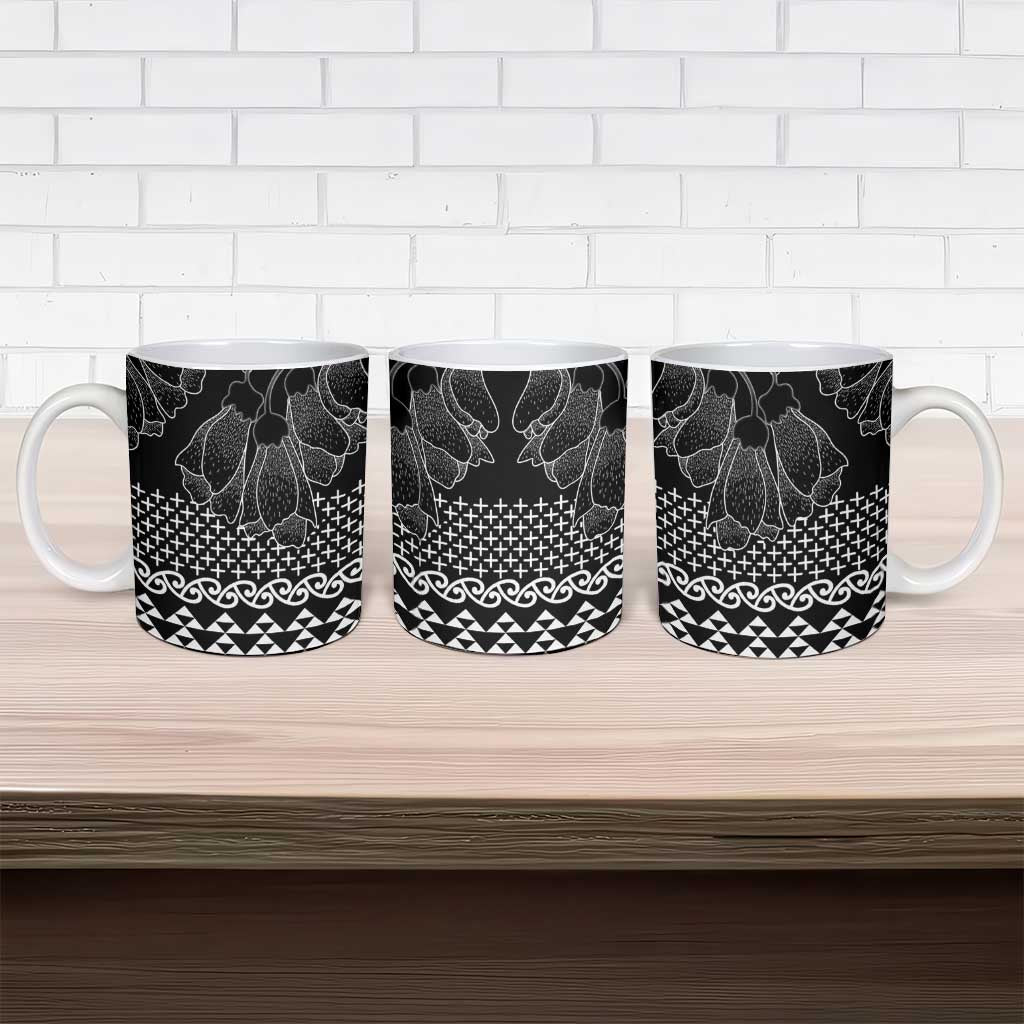 Black Taniko Kowhaiwhai Tukutuku Motif Ceramic Mug - Aussie Hoodie