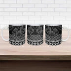 Black Taniko Kowhaiwhai Tukutuku Motif Ceramic Mug - Aussie Hoodie
