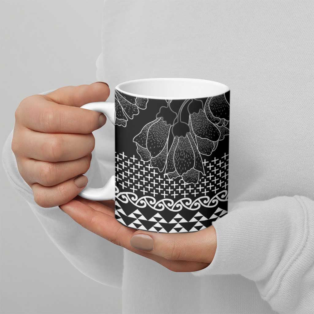 Black Taniko Kowhaiwhai Tukutuku Motif Ceramic Mug - Aussie Hoodie
