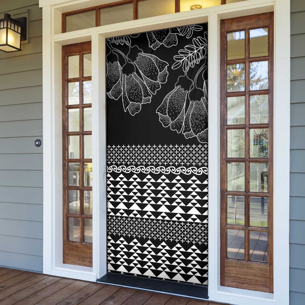 Black Taniko Kowhaiwhai Tukutuku Motif Door Cover - Aussie Hoodie