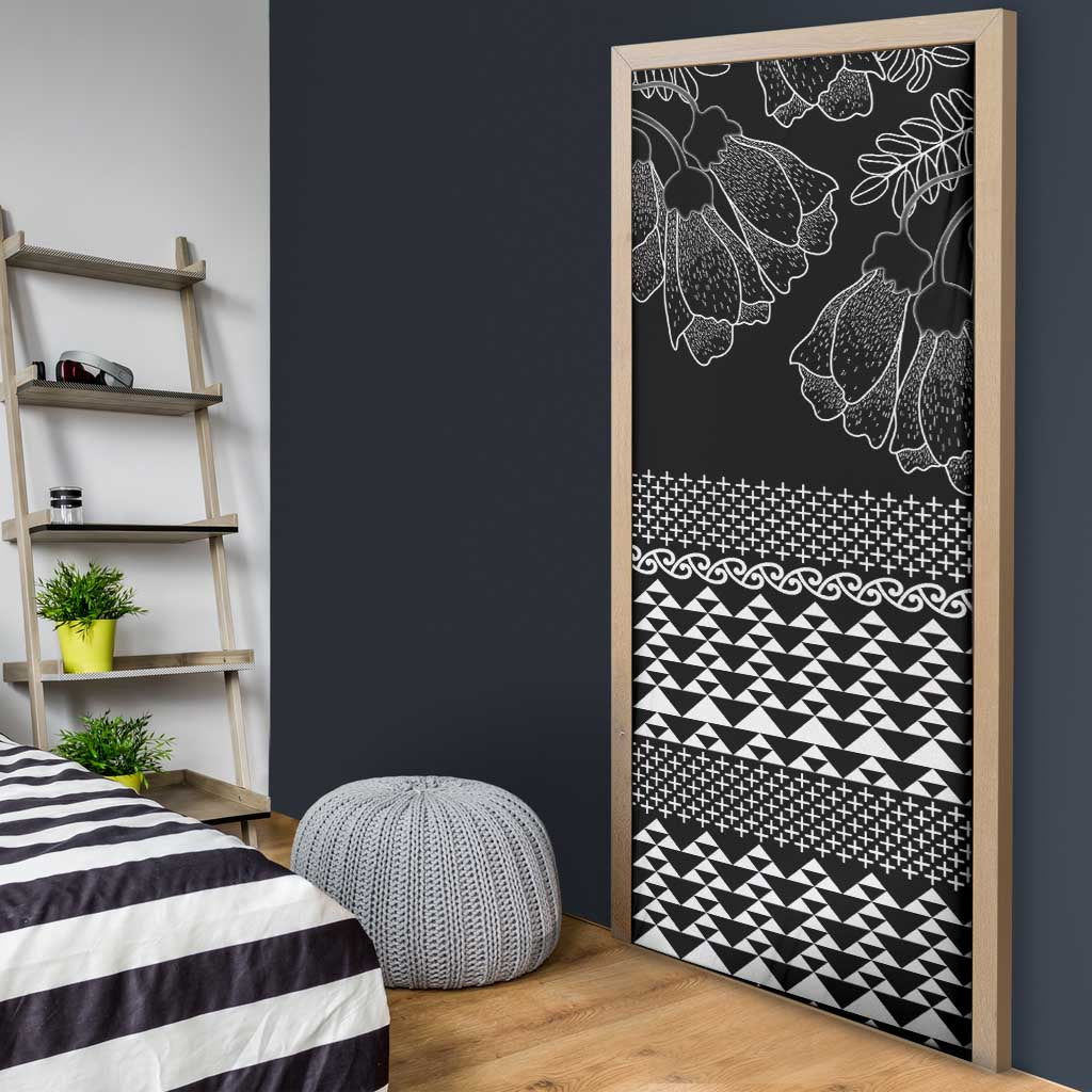 Black Taniko Kowhaiwhai Tukutuku Motif Door Cover - Aussie Hoodie