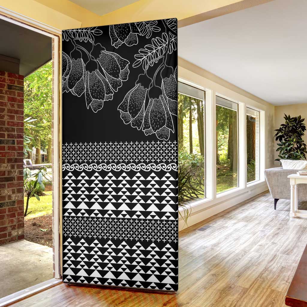 Black Taniko Kowhaiwhai Tukutuku Motif Door Cover - Aussie Hoodie