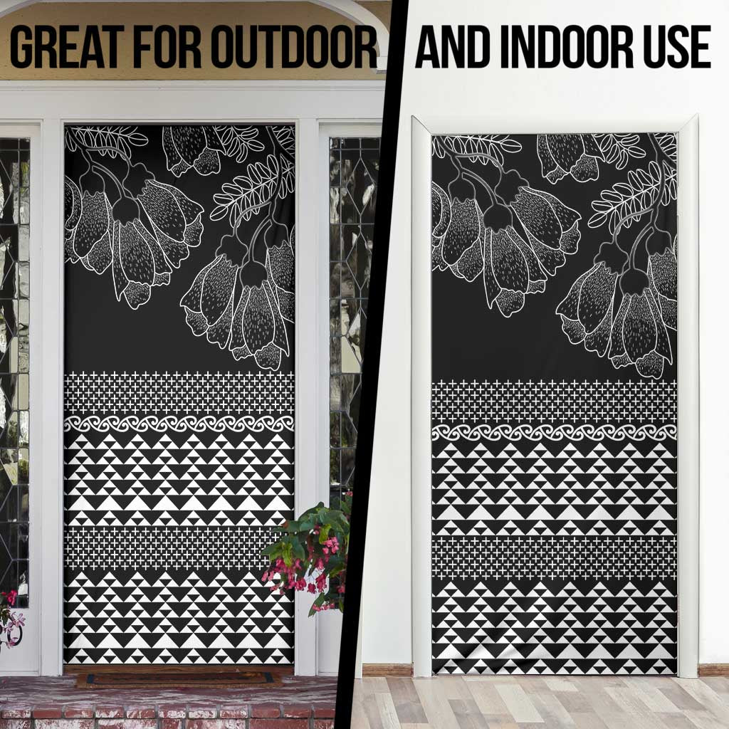 Black Taniko Kowhaiwhai Tukutuku Motif Door Cover - Aussie Hoodie