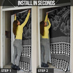 Black Taniko Kowhaiwhai Tukutuku Motif Door Cover - Aussie Hoodie