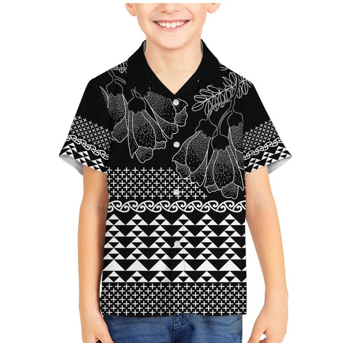 Black Taniko Kowhaiwhai Tukutuku Motif Family Matching Mermaid Dress and Hawaiian Shirt