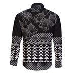 Black Taniko Kowhaiwhai Tukutuku Motif Family Matching Short Sleeve Bodycon Dress and Hawaiian Shirt