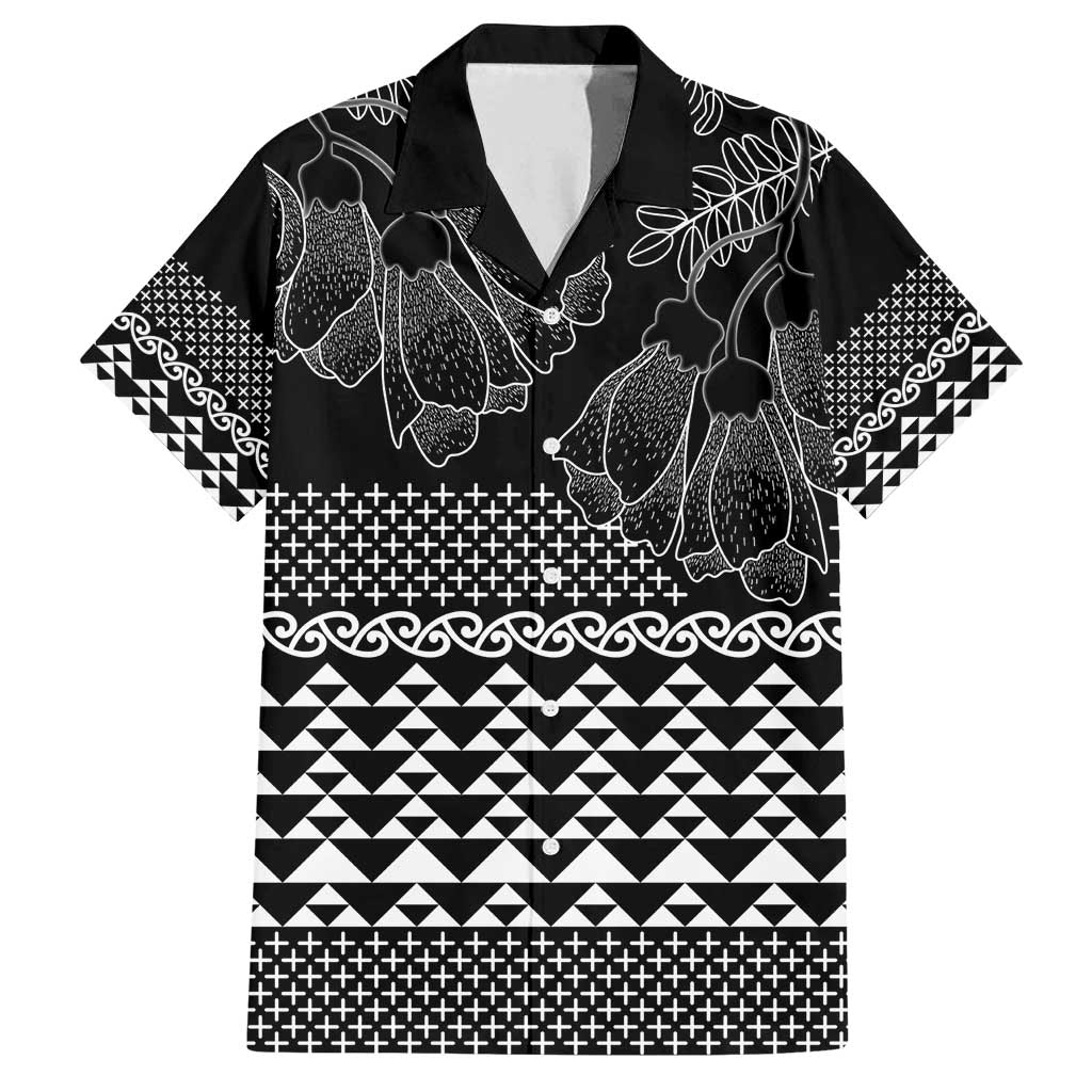 Black Taniko Kowhaiwhai Tukutuku Motif Family Matching Summer Maxi Dress and Hawaiian Shirt