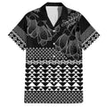 Black Taniko Kowhaiwhai Tukutuku Motif Family Matching Summer Maxi Dress and Hawaiian Shirt
