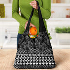 Black Taniko Kowhaiwhai Tukutuku Motif Grocery Bag