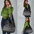 Black Taniko Kowhaiwhai Tukutuku Motif Grocery Bag