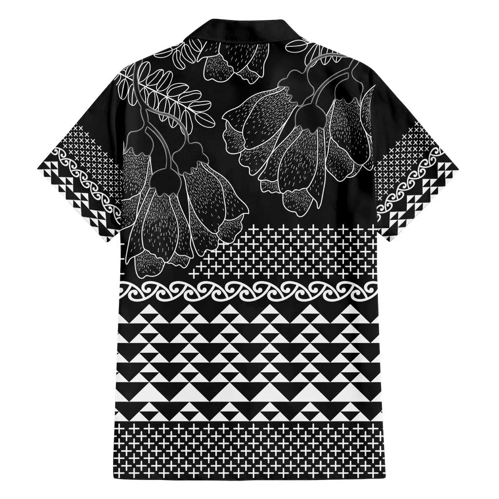 Black Taniko Kowhaiwhai Tukutuku Motif Hawaiian Shirt