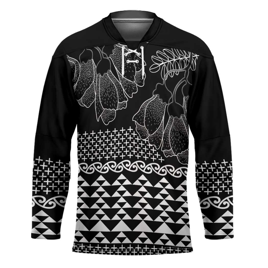 Black Taniko Kowhaiwhai Tukutuku Motif Hockey Jersey - Aussie Hoodie