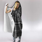 Black Taniko Kowhaiwhai Tukutuku Motif Hooded Blanket