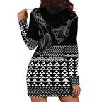 Black Taniko Kowhaiwhai Tukutuku Motif Hoodie Dress