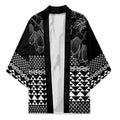 Black Taniko Kowhaiwhai Tukutuku Motif Kimono - Aussie Hoodie