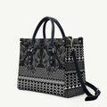 Black Taniko Kowhaiwhai Tukutuku Motif Leather Bag - Aussie Hoodie