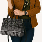 Black Taniko Kowhaiwhai Tukutuku Motif Leather Bag - Aussie Hoodie