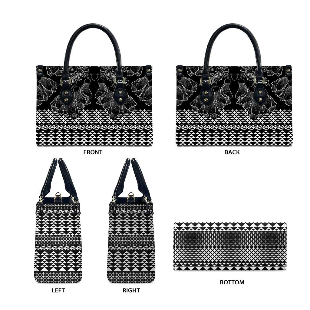 Black Taniko Kowhaiwhai Tukutuku Motif Leather Bag - Aussie Hoodie