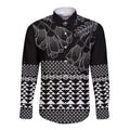 Black Taniko Kowhaiwhai Tukutuku Motif Long Sleeve Button Shirt