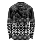 Black Taniko Kowhaiwhai Tukutuku Motif Long Sleeve Shirt