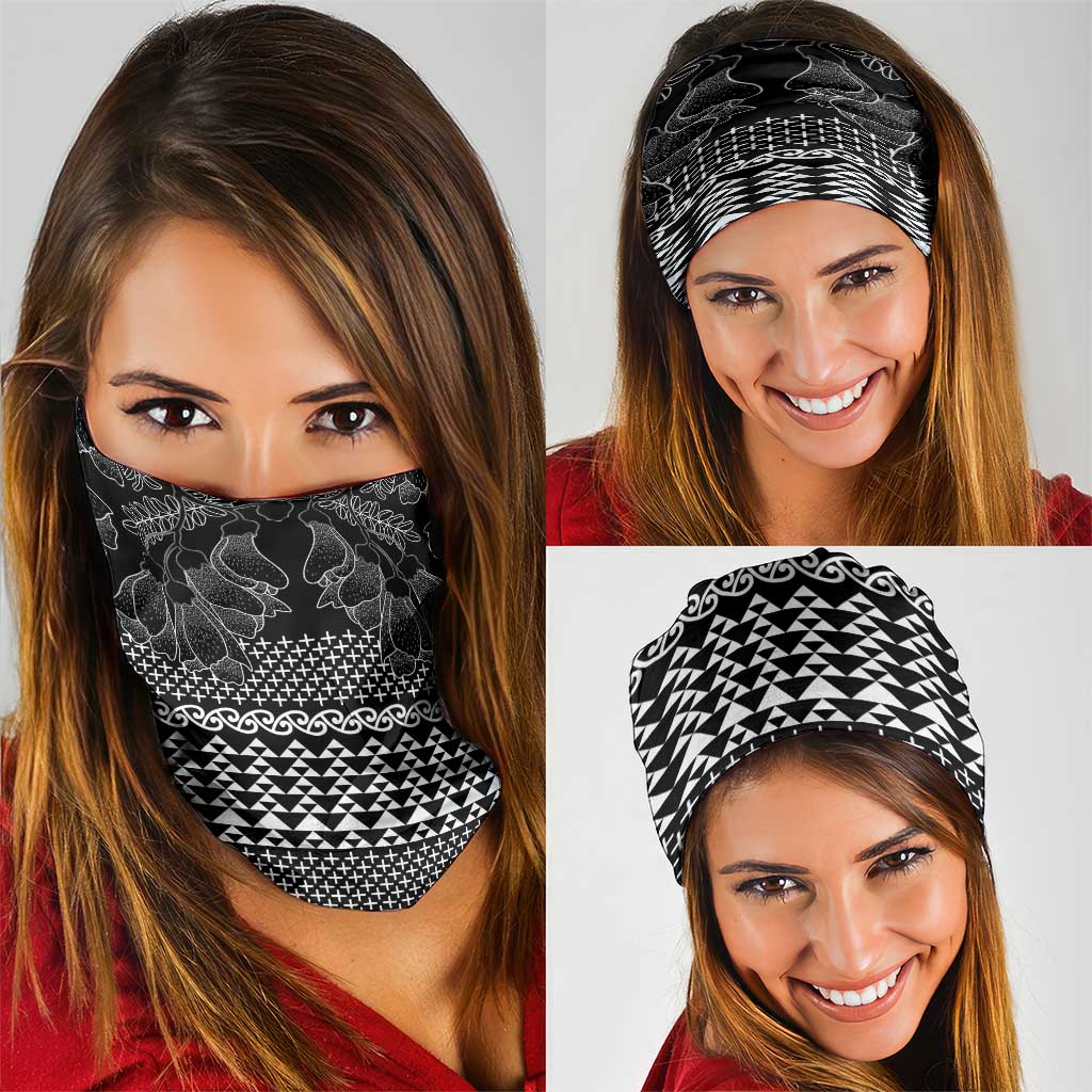 Black Taniko Kowhaiwhai Tukutuku Motif Neck Gaiter - Aussie Hoodie