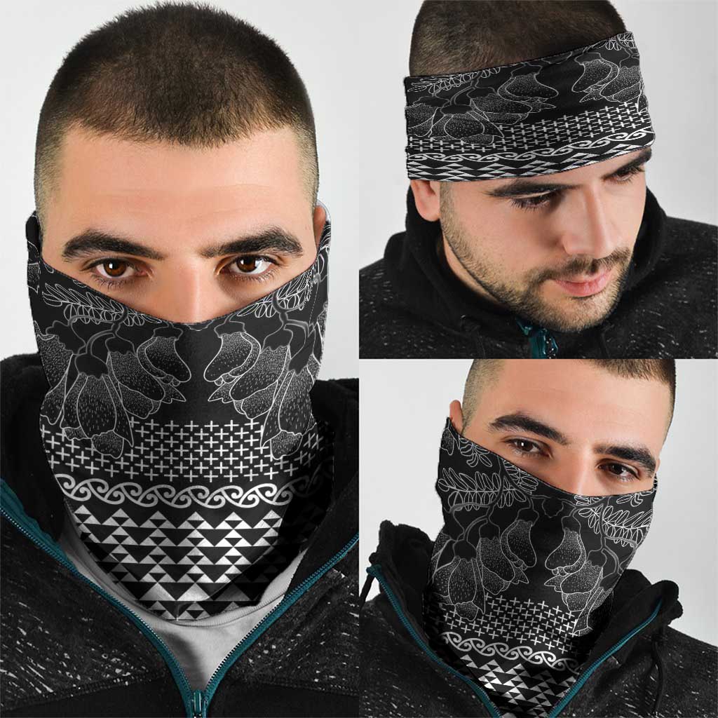Black Taniko Kowhaiwhai Tukutuku Motif Neck Gaiter - Aussie Hoodie