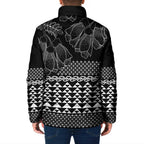 Black Taniko Kowhaiwhai Tukutuku Motif Padded Jacket - Aussie Hoodie
