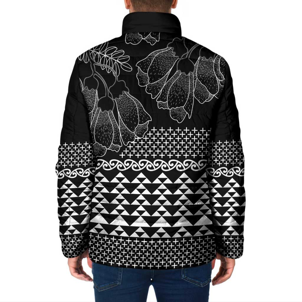 Black Taniko Kowhaiwhai Tukutuku Motif Padded Jacket - Aussie Hoodie