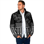 Black Taniko Kowhaiwhai Tukutuku Motif Padded Jacket - Aussie Hoodie