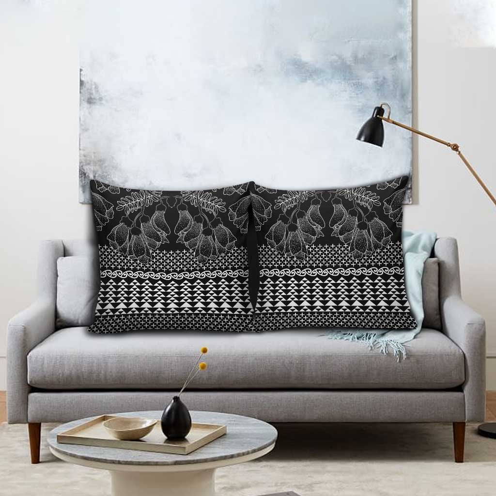 Black Taniko Kowhaiwhai Tukutuku Motif Pillow Cover - Aussie Hoodie