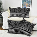 Black Taniko Kowhaiwhai Tukutuku Motif Pillow Cover - Aussie Hoodie
