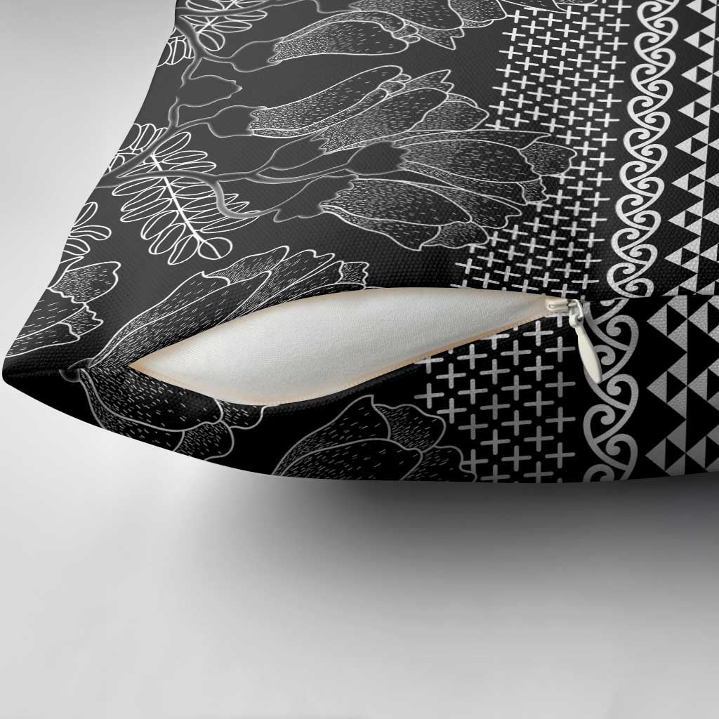 Black Taniko Kowhaiwhai Tukutuku Motif Pillow Cover - Aussie Hoodie
