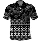 Black Taniko Kowhaiwhai Tukutuku Motif Polo Shirt