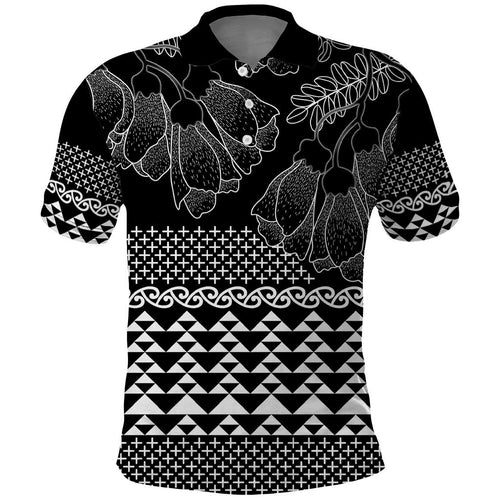 Black Taniko Kowhaiwhai Tukutuku Motif Polo Shirt