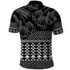 Black Taniko Kowhaiwhai Tukutuku Motif Polo Shirt