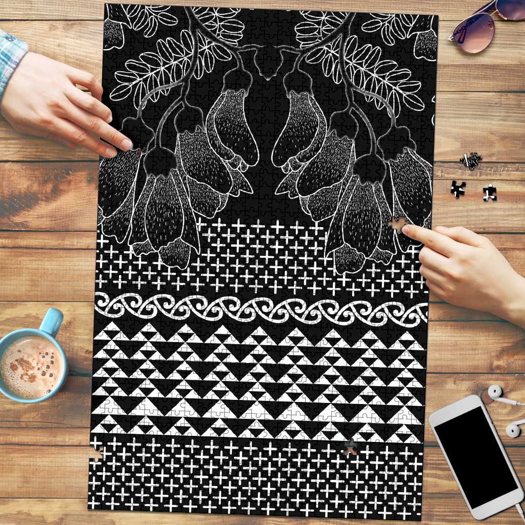 Black Taniko Kowhaiwhai Tukutuku Motif Puzzle - Aussie Hoodie