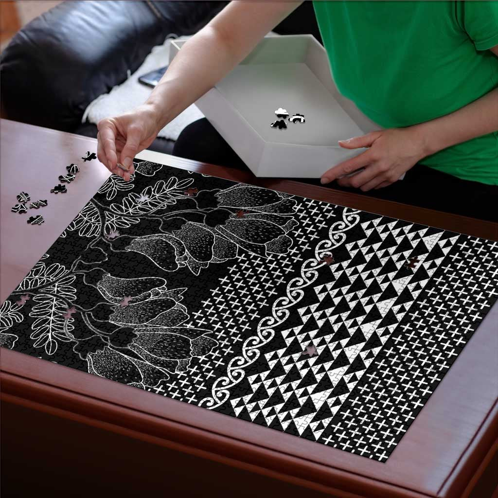 Black Taniko Kowhaiwhai Tukutuku Motif Puzzle - Aussie Hoodie