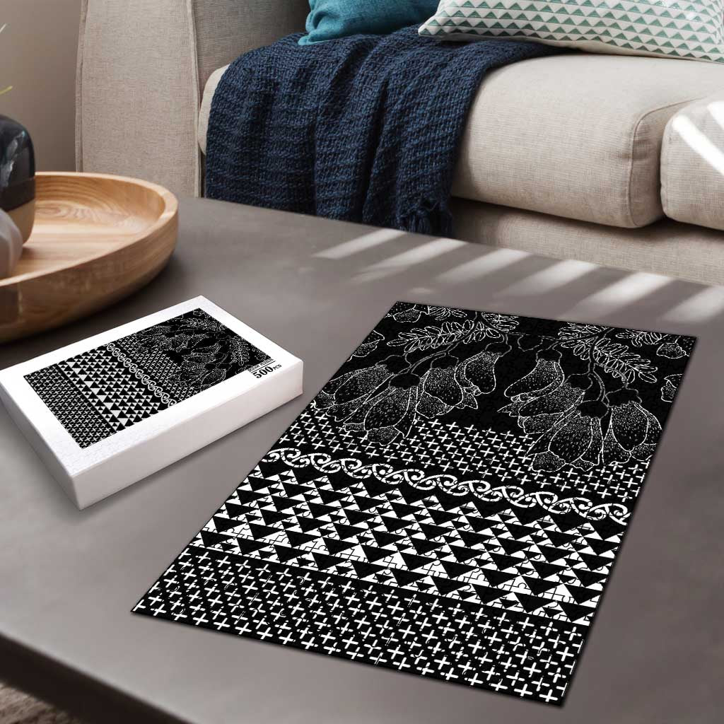 Black Taniko Kowhaiwhai Tukutuku Motif Puzzle - Aussie Hoodie