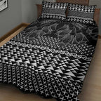 Black Taniko Kowhaiwhai Tukutuku Motif Quilt Bed Set