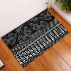Black Taniko Kowhaiwhai Tukutuku Motif Rubber Doormat