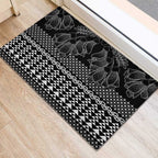 Black Taniko Kowhaiwhai Tukutuku Motif Rubber Doormat