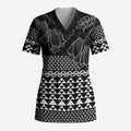 Black Taniko Kowhaiwhai Tukutuku Motif Scrub Top - Aussie Hoodie