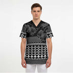 Black Taniko Kowhaiwhai Tukutuku Motif Scrub Top - Aussie Hoodie