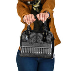 Black Taniko Kowhaiwhai Tukutuku Motif Shoulder Handbag