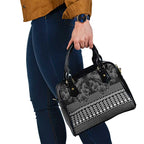 Black Taniko Kowhaiwhai Tukutuku Motif Shoulder Handbag
