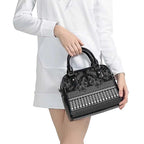 Black Taniko Kowhaiwhai Tukutuku Motif Shoulder Handbag