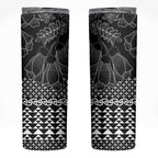 Black Taniko Kowhaiwhai Tukutuku Motif Skinny Tumbler