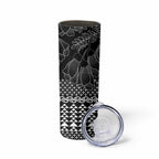 Black Taniko Kowhaiwhai Tukutuku Motif Skinny Tumbler