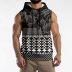 Black Taniko Kowhaiwhai Tukutuku Motif Sleeveless Hoodie - Aussie Hoodie
