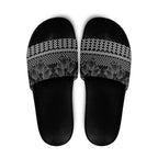 Black Taniko Kowhaiwhai Tukutuku Motif Slide Sandals - Aussie Hoodie